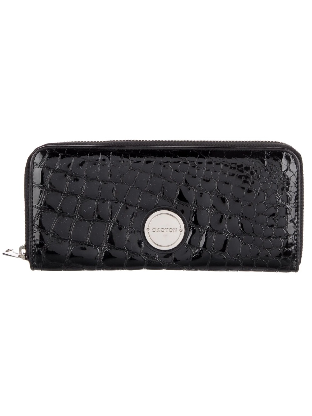 OROTON $199 Metropolis Embossed Leather Continental Wallet in box • black silver